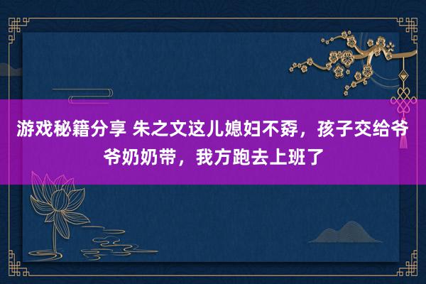 游戏秘籍分享 朱之文这儿媳妇不孬，孩子交给爷爷奶奶带，我方跑去上班了