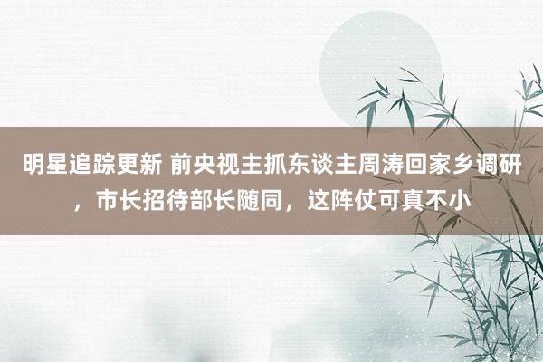 明星追踪更新 前央视主抓东谈主周涛回家乡调研，市长招待部长随同，这阵仗可真不小