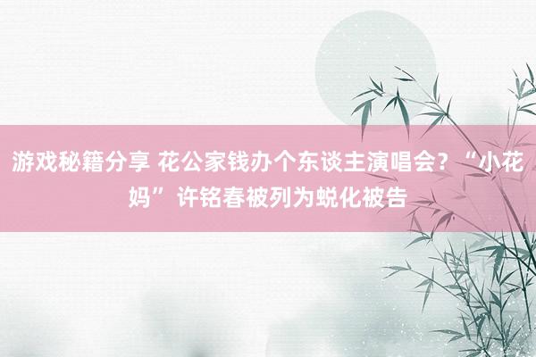 游戏秘籍分享 花公家钱办个东谈主演唱会？“小花妈” 许铭春被列为蜕化被告