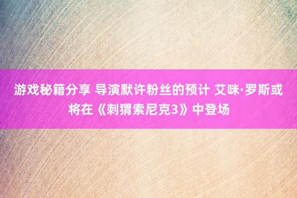 游戏秘籍分享 导演默许粉丝的预计 艾咪·罗斯或将在《刺猬索尼克3》中登场