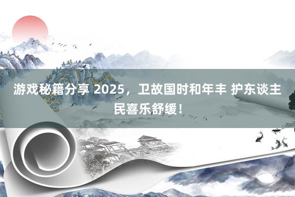 游戏秘籍分享 2025，卫故国时和年丰 护东谈主民喜乐舒缓！