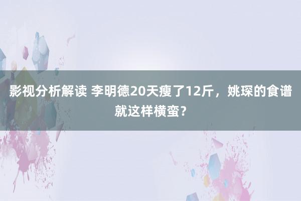 影视分析解读 李明德20天瘦了12斤，姚琛的食谱就这样横蛮？