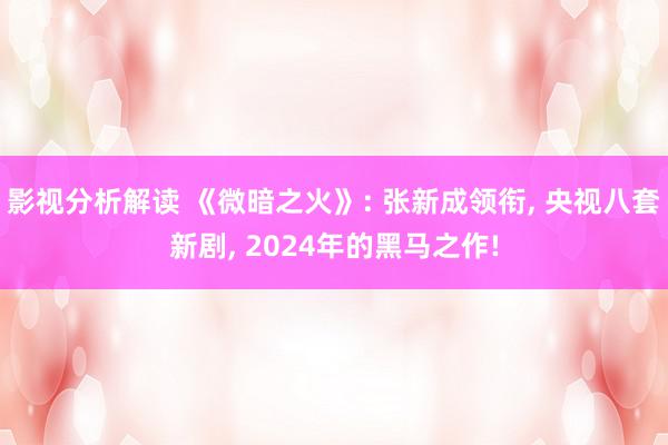 影视分析解读 《微暗之火》: 张新成领衔, 央视八套新剧, 2024年的黑马之作!