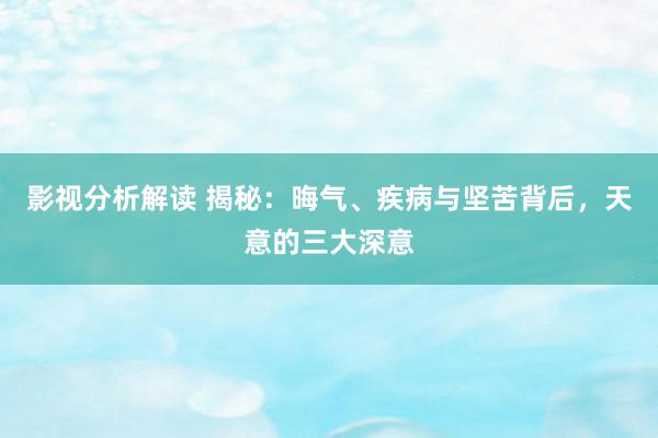 影视分析解读 揭秘：晦气、疾病与坚苦背后，天意的三大深意