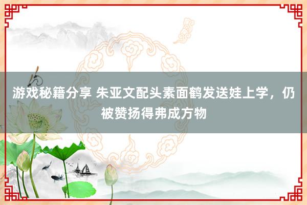 游戏秘籍分享 朱亚文配头素面鹤发送娃上学，仍被赞扬得弗成方物