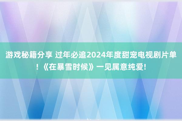 游戏秘籍分享 过年必追2024年度甜宠电视剧片单! 《在暴雪时候》一见属意纯爱!